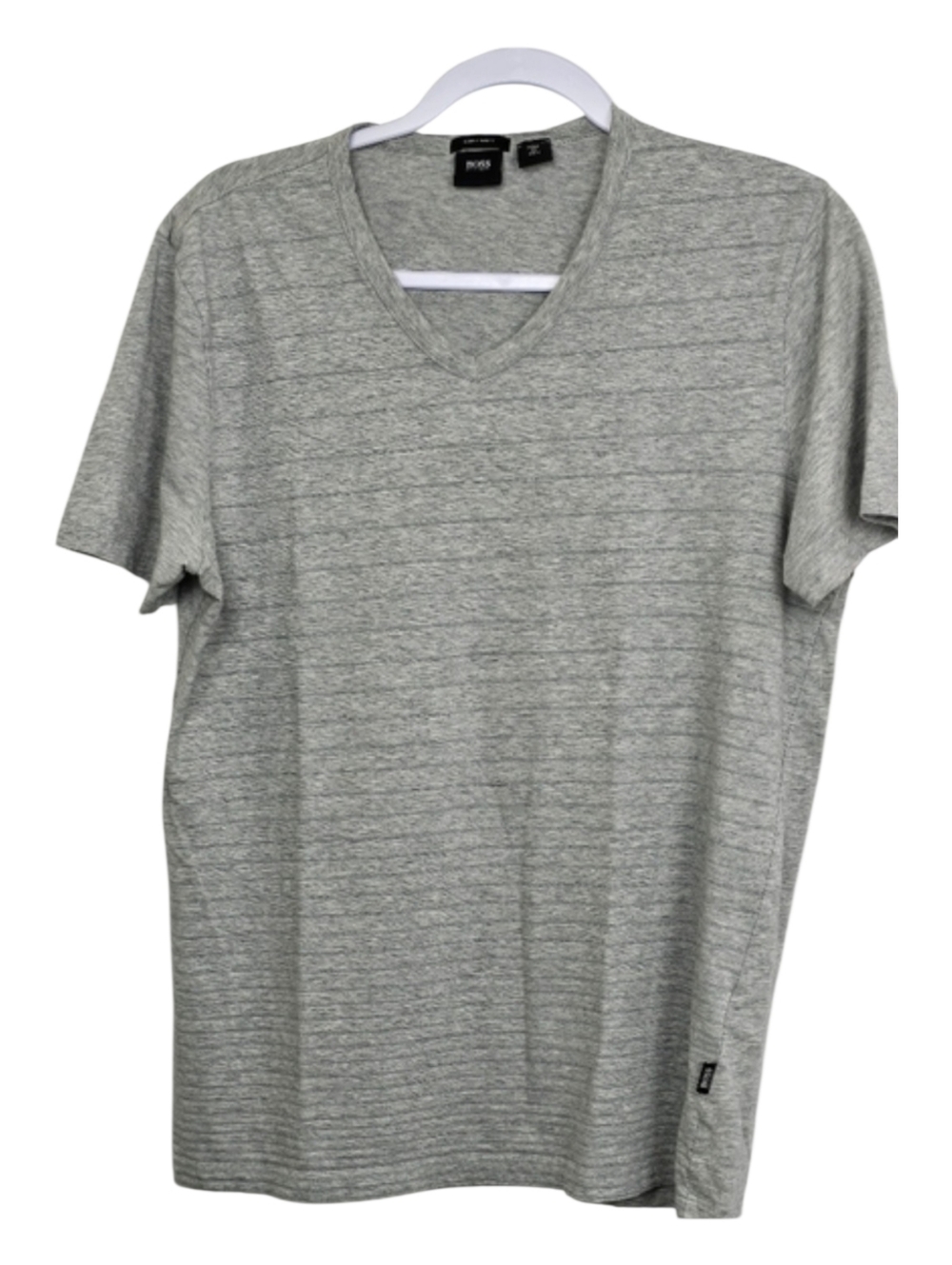BOSS Hugo Boss Gray V-Neck T-Shirt Men’s Size L | Designer Minimalist Cotton